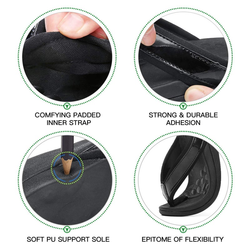 MEGNYA Orthotic Flip Flops for Women, Best Plantar Fasciitis Supportive Sandals for Flat Feet, Comfortable Women Walking Thong Flip Flop Sandals black Black Size 7 - Image 3